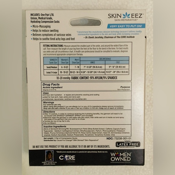 SKINEEZ white large/X Large skin-reparative hydrating compression socks unisex - Picture 3 of 6